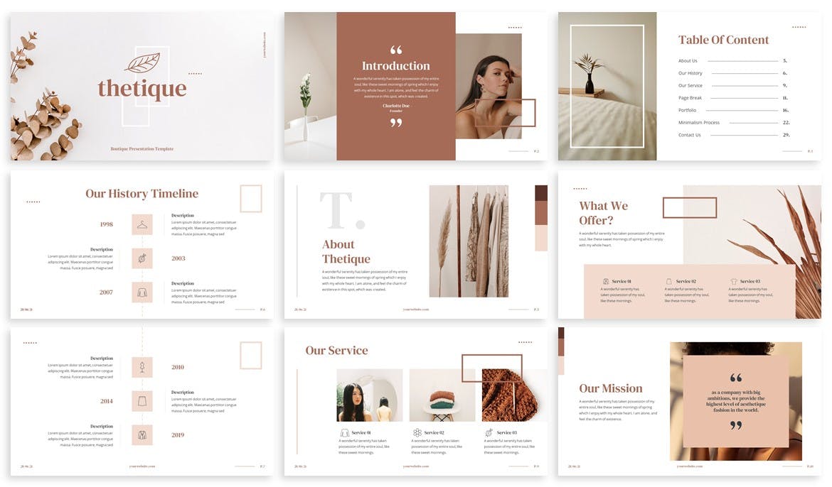 简洁美观时尚Google幻灯片模板素材 Thetique – Fashion Google Slides Template 幻灯图表 sucaiwan.com
