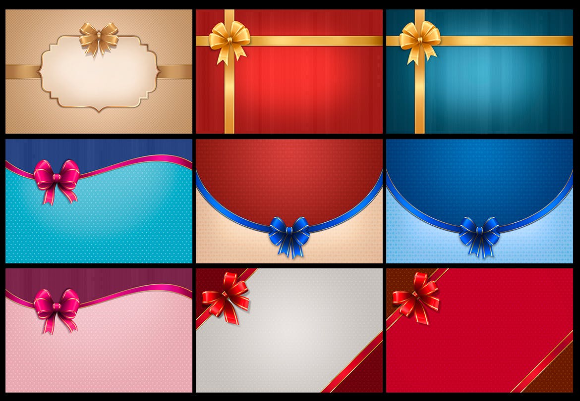 蝴蝶结丝带背景素材v2 Bow Ribbon Backgrounds Col2 图片素材 sucaiwan.com