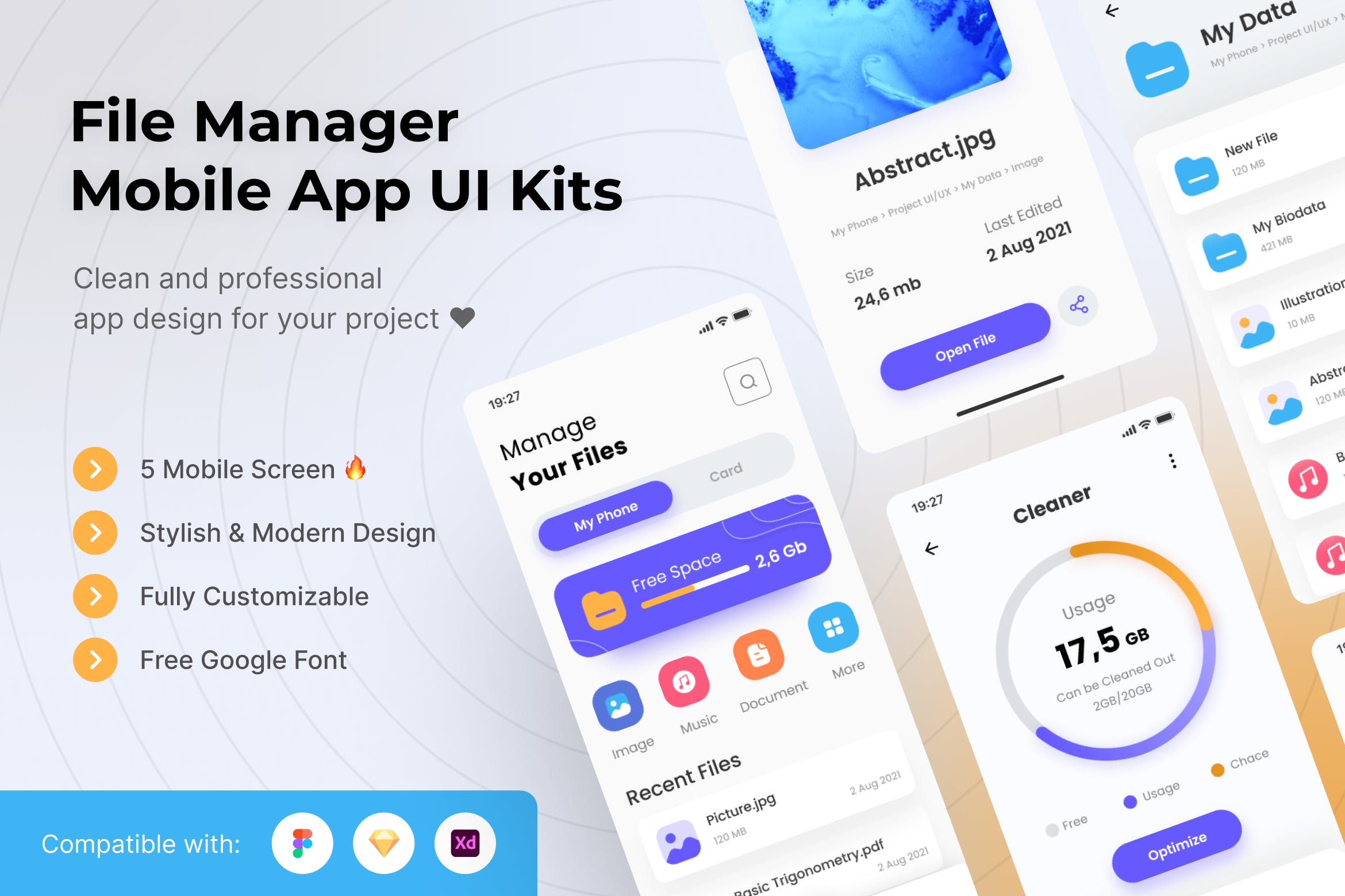 文件管理App移动应用UI套件模板 File Manager Mobile App UI Kits Template APP UI sucaiwan.com