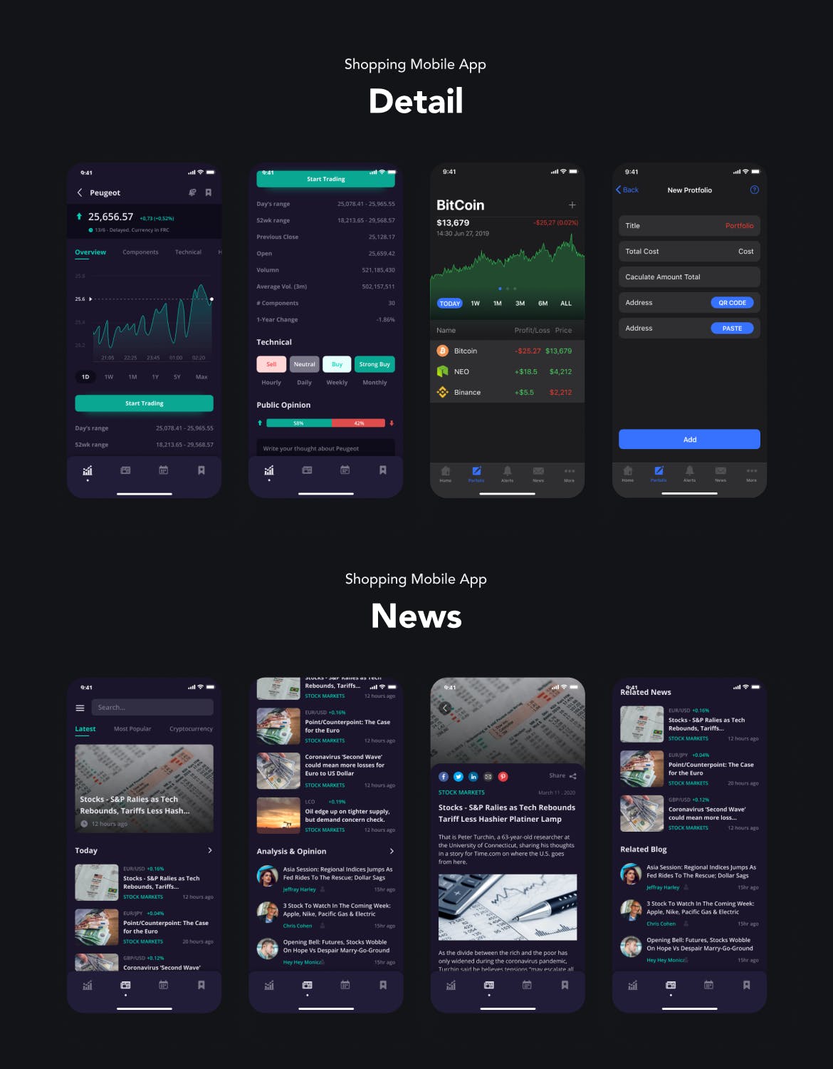 股票市场App应用程序界面设计UI套件模板 Stok – Stock Market App UI Kit APP UI sucaiwan.com