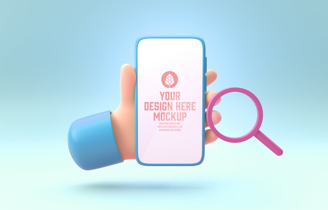 3D钱币概念手机屏幕样机图psd素材 Smartphone With Objects. Money Concept Mockup 样机素材 sucaiwan.com