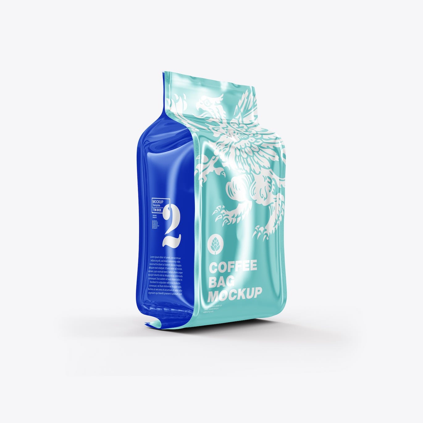 光滑的塑料纸咖啡袋包装设计样机图 Set Glossy Plastic Paper Coffee Bag Mockup 样机素材 sucaiwan.com