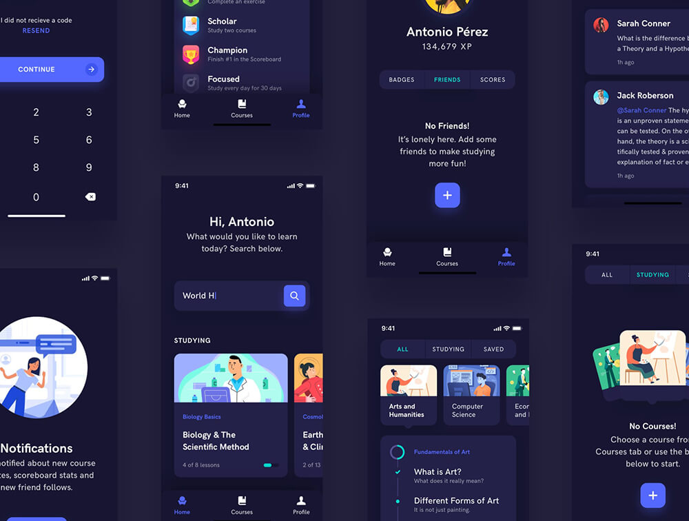 在线课程教育App移动应用程序UI套件 APP UI sucaiwan.com