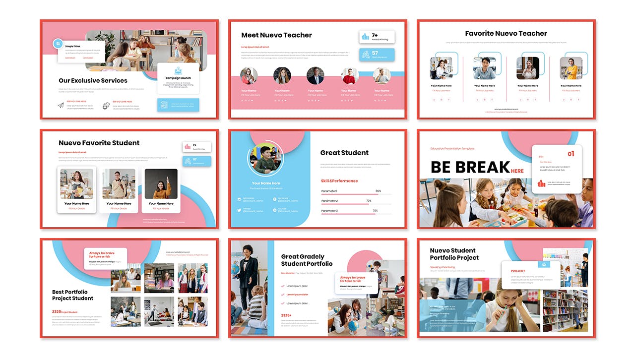 教育方案Google幻灯片模板素材 Nuevo Education Presentation Google Slide Template 幻灯图表 sucaiwan.com
