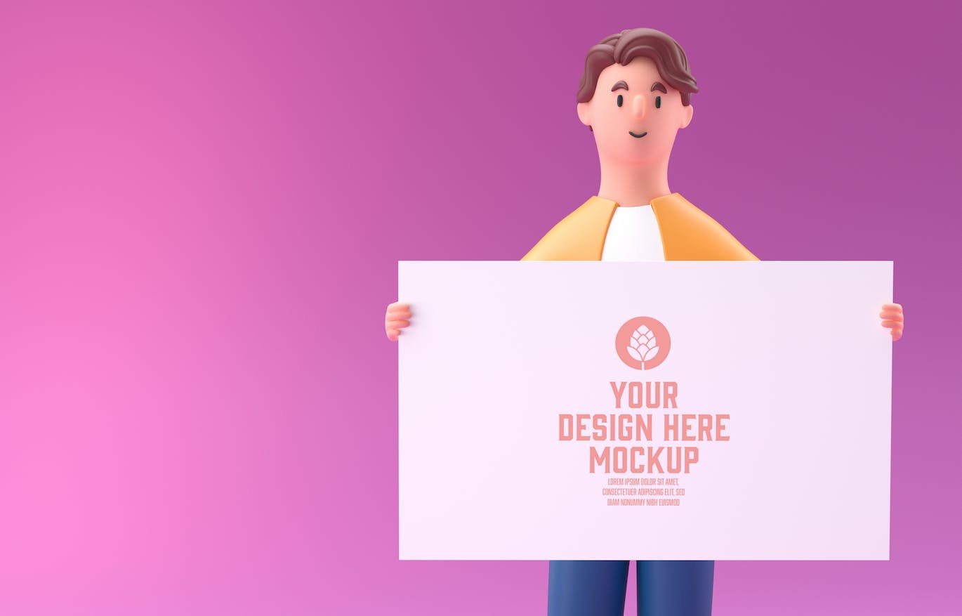 3D人物白板屏幕&手机样机图psd素材 Set People with white Board and Mobile Mockup 样机素材 sucaiwan.com