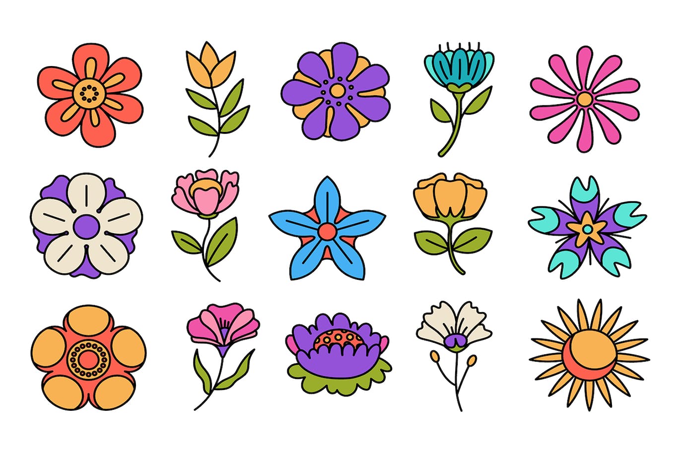 春天花朵矢量插画集 Spring Flower Illustration Set 设计素材 sucaiwan.com