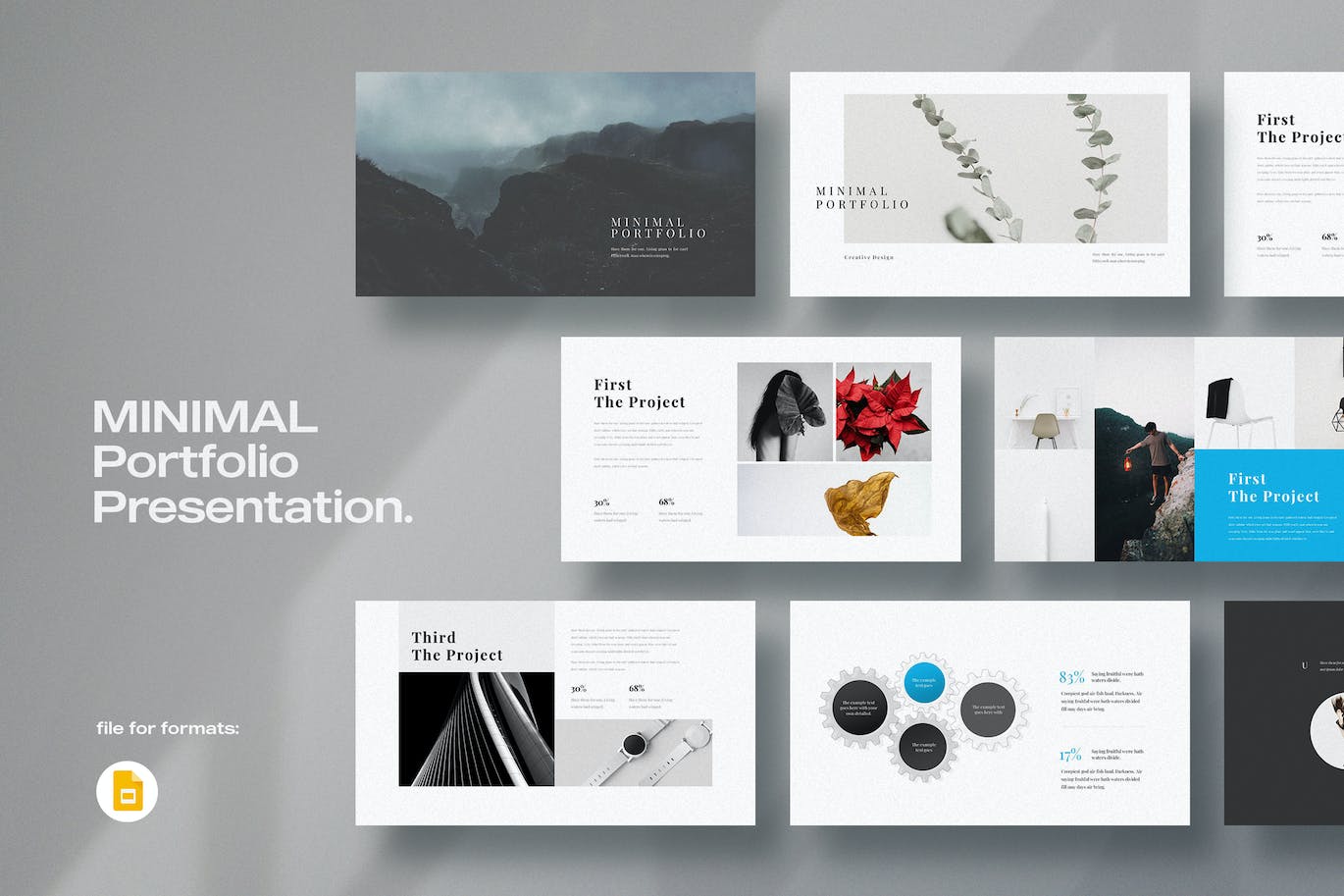 代表作品集Google幻灯片模板下载 Portfolio Google Slides Template 幻灯图表 sucaiwan.com