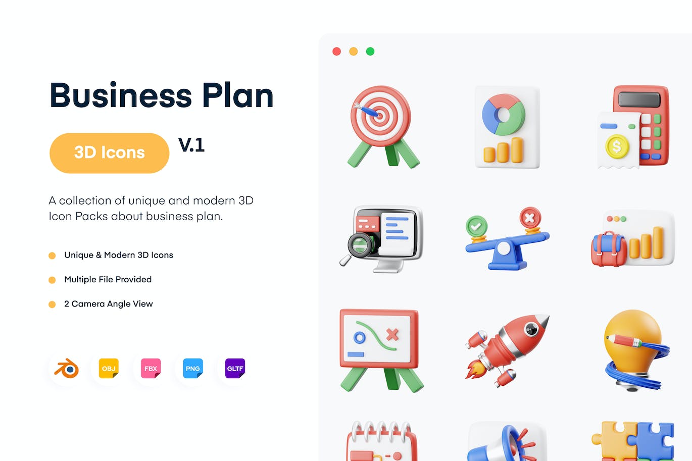 商业计划3D图标集 Business Plan 3D Icon 图标素材 sucaiwan.com