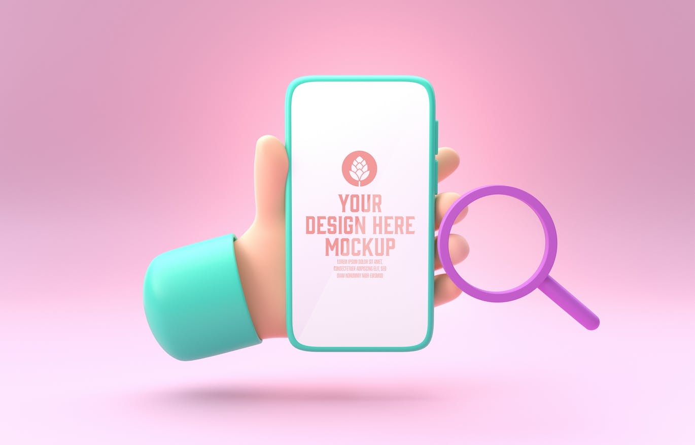 3D钱币概念手机屏幕样机图psd素材 Smartphone With Objects. Money Concept Mockup 样机素材 sucaiwan.com