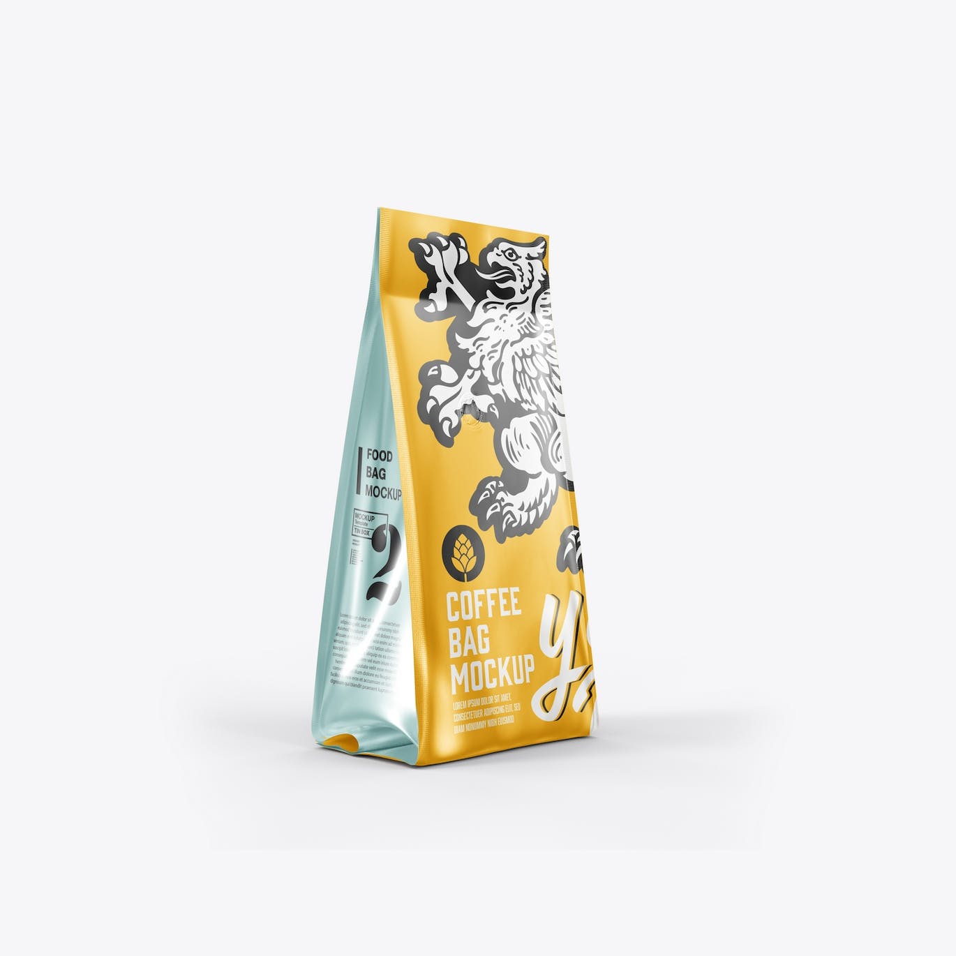 金属纸咖啡袋包装展示样机图 Set Metallic Paper Coffee Bag Mockup 样机素材 sucaiwan.com