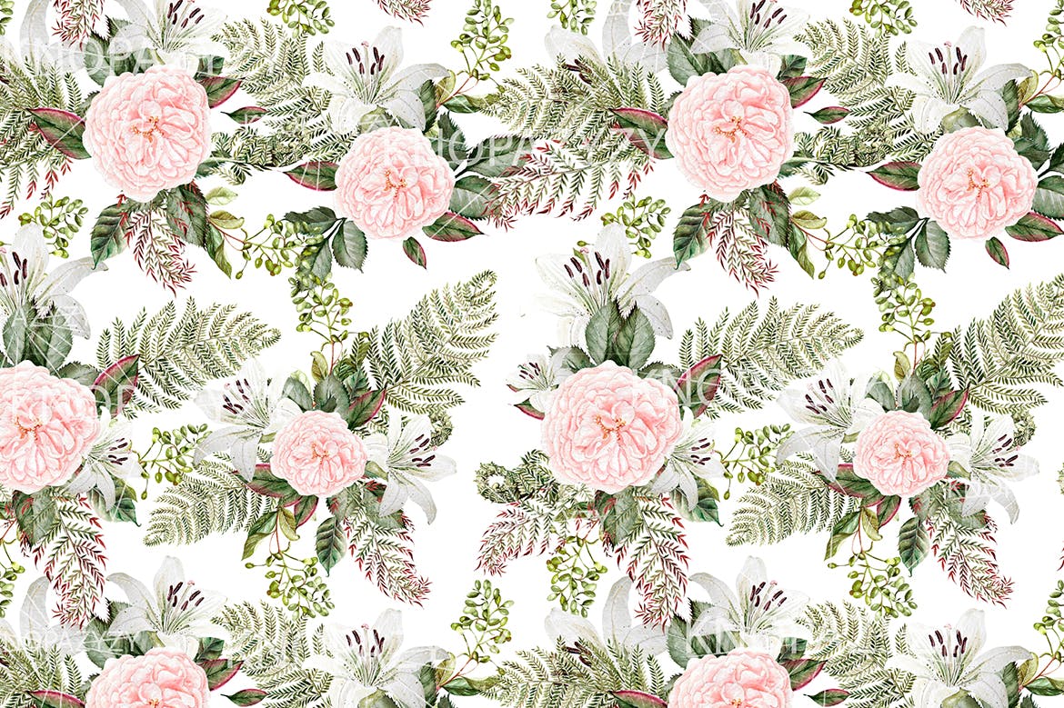 16个水彩多彩花朵图案素材 16 Watercolor Pattern 图片素材 sucaiwan.com