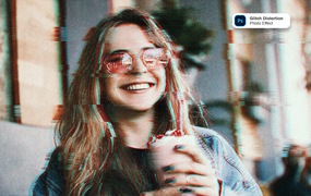 畸变故障失真PS照片效果模板 Glitch Distortion Photoshop Effect