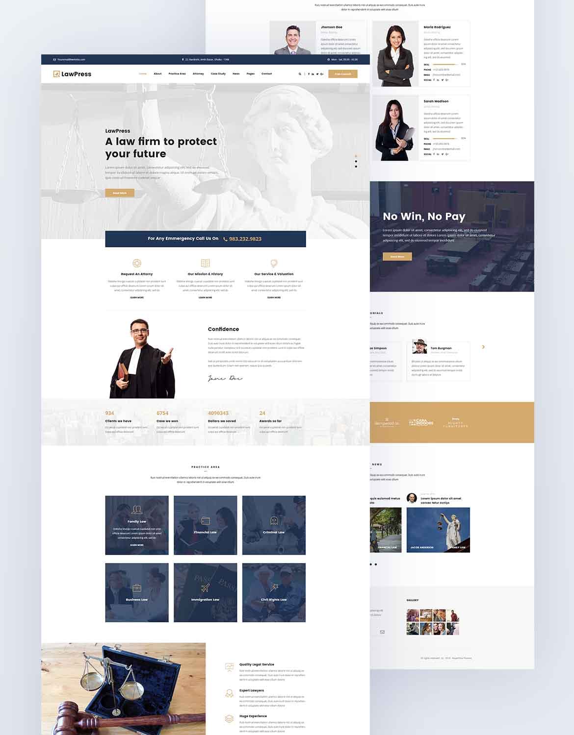 法律/法律机构网站着陆页PSD模板 LawPress – Law, Law Agency Website PSD Template APP UI sucaiwan.com