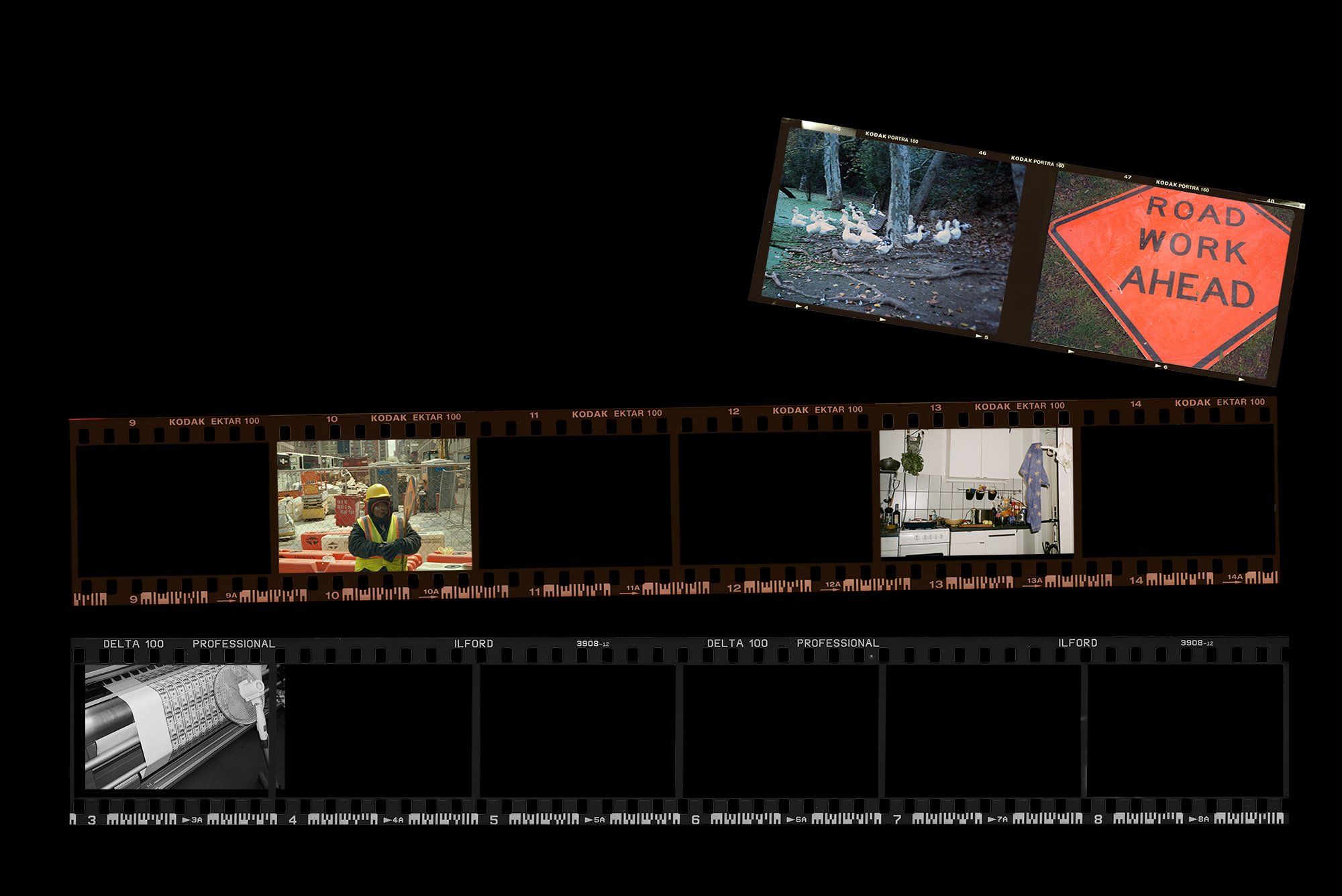 新潮柯达复古做旧胶片胶卷边框图层叠加PSD样机PNG透明包和贴纸 样机素材 sucaiwan.com