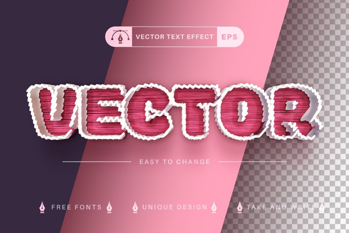 锯齿边框线条矢量文字效果字体样式 Thread – Edit Text Effect, Editable Font Style 插件预设 sucaiwan.com