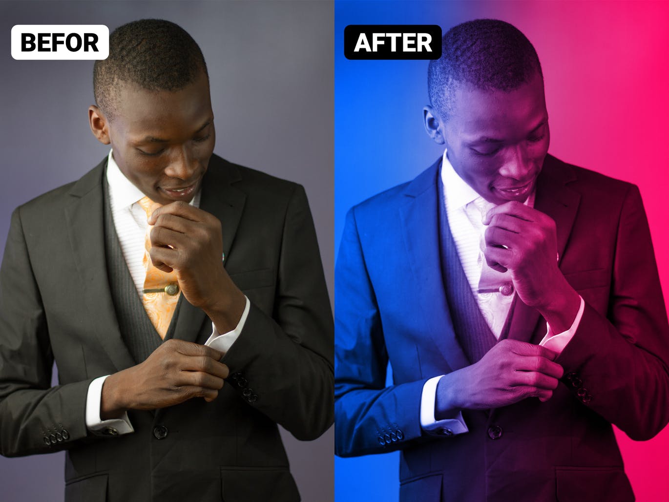 双色调光效照片效果PS动作 Dual Lighting Photoshop Action 插件预设 sucaiwan.com