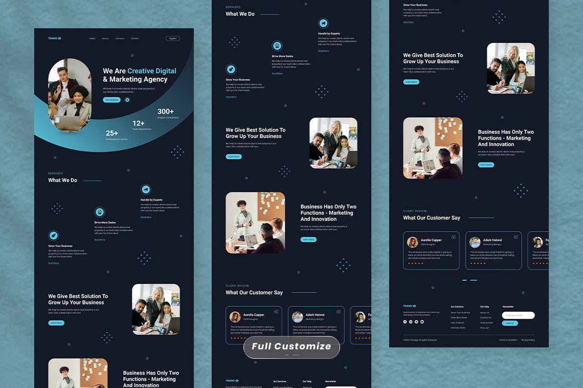 数字代理商网站着陆页设计模板 Digital Agency Landing Page – Transgo APP UI sucaiwan.com
