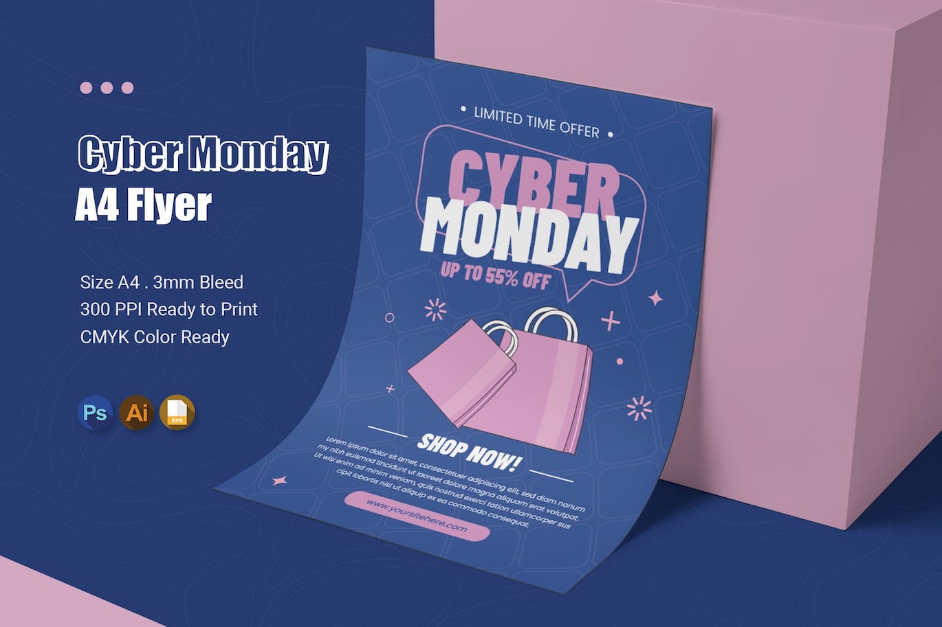 网络星期一购物宣传单模板 Cyber Monday Flyer 设计素材 sucaiwan.com