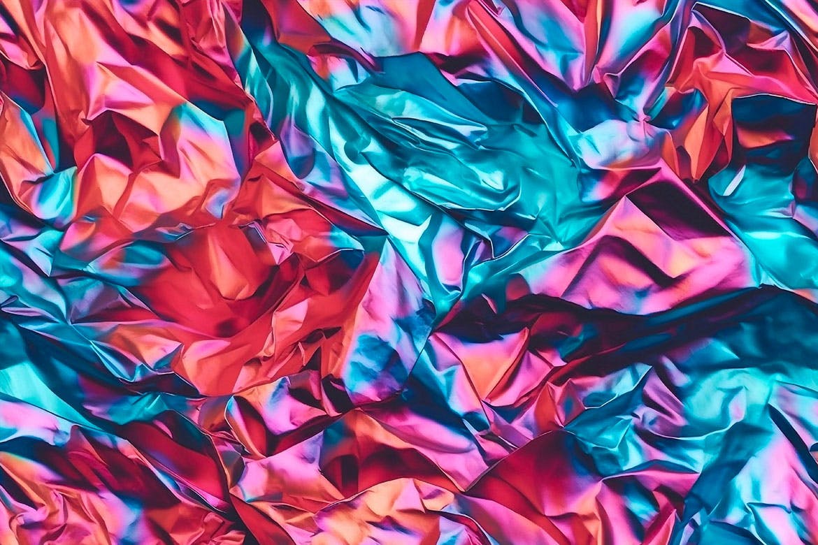 3D全息彩虹皱褶铝箔无缝背景 Iridescent Crumpled Foil Seamless Backgrounds 图片素材 sucaiwan.com