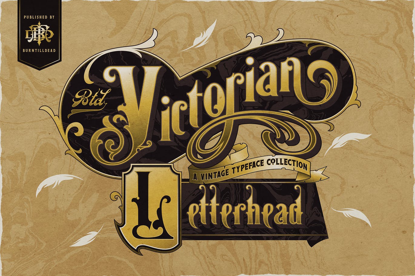 复古维多利亚版式设计衬线字体素材 Victorian Letterhead 设计素材 sucaiwan.com