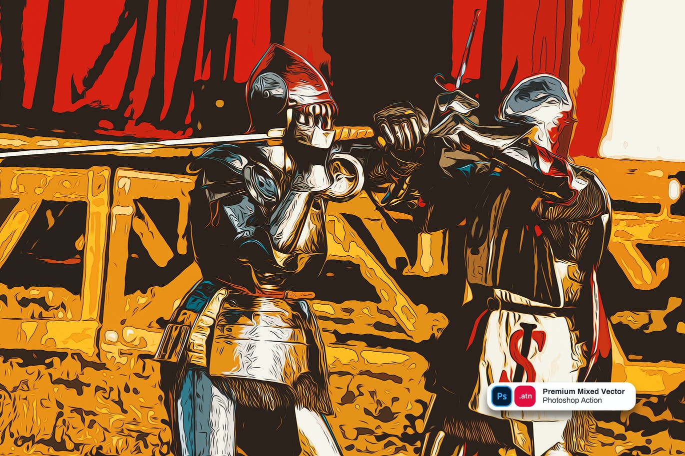 高级混合矢量油画效果照片处理PS动作 Premium Mixed Vector Photoshop Action 插件预设 sucaiwan.com