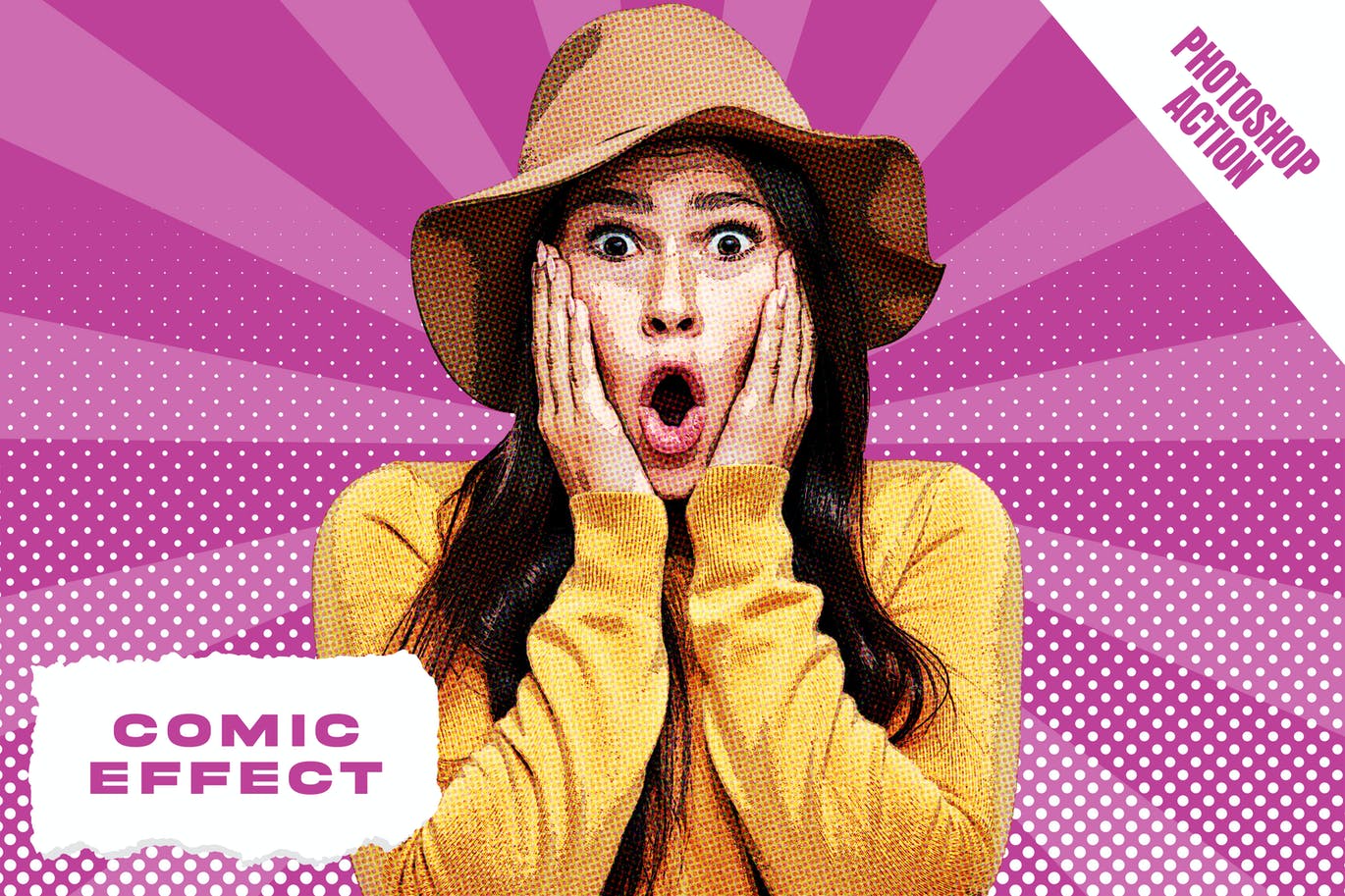 太阳漫画效果照片处理PS动作 Comic Effect Photoshop Action 插件预设 sucaiwan.com