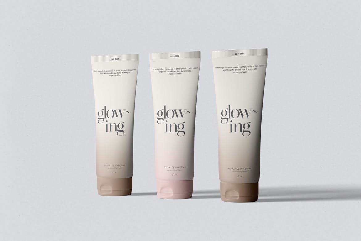 美容洗面奶软管包装样机图 Cosmetic Tube Mockup 样机素材 sucaiwan.com