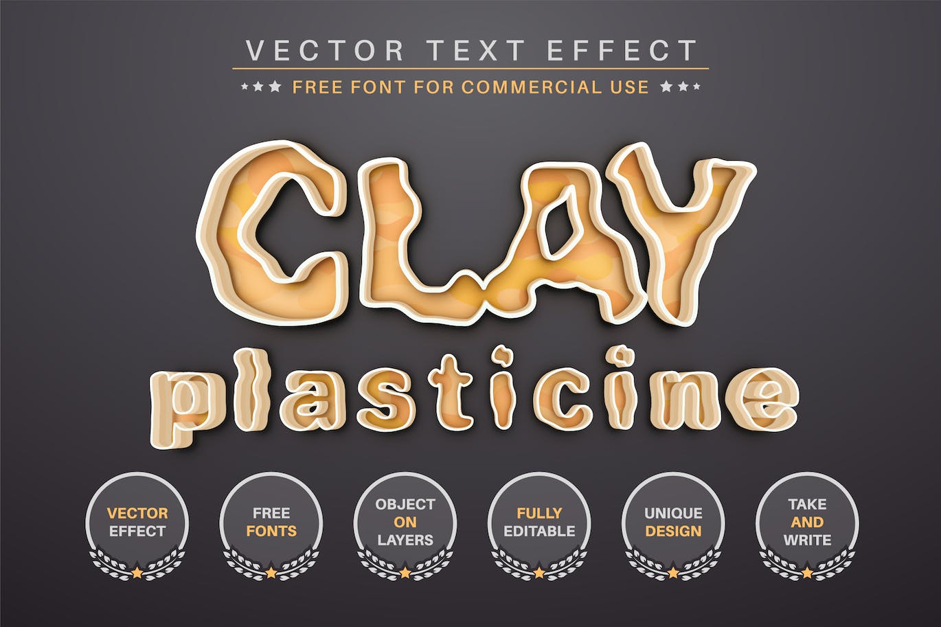 橡皮泥矢量文字效果字体样式 Plasticine – Editable Text Effect, Font Style 插件预设 sucaiwan.com