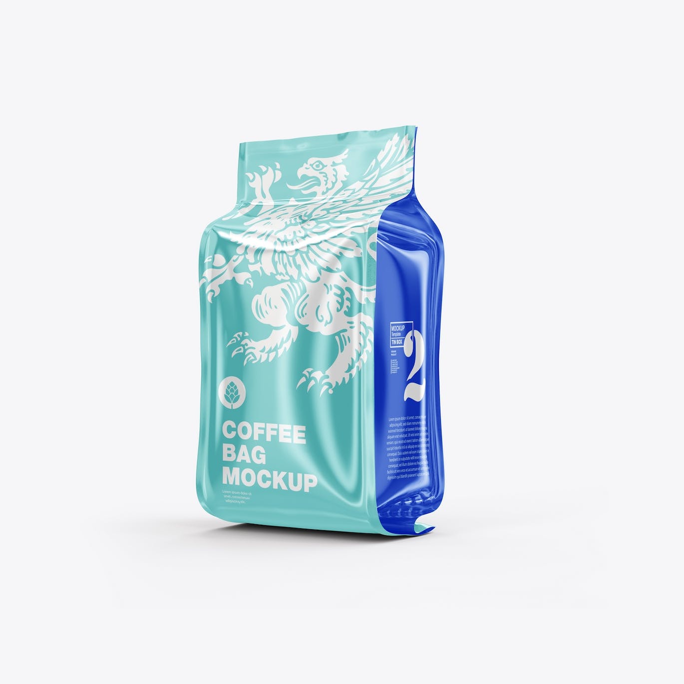 光滑的塑料纸咖啡袋包装设计样机图 Set Glossy Plastic Paper Coffee Bag Mockup 样机素材 sucaiwan.com