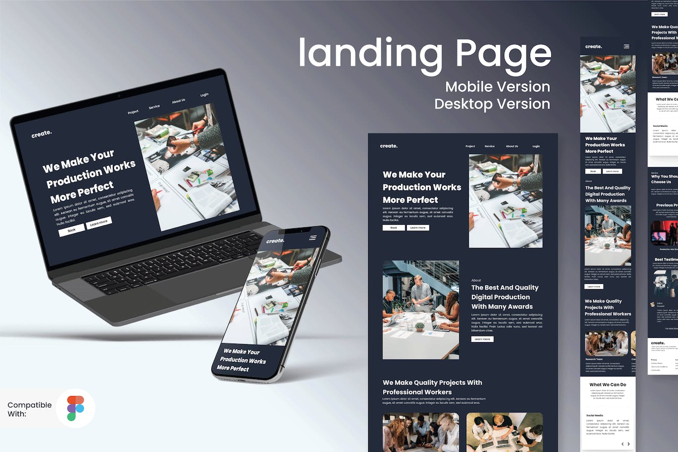 数字代理网站响应式设计着陆页主页模板 Digital Agency Landing Page APP UI sucaiwan.com