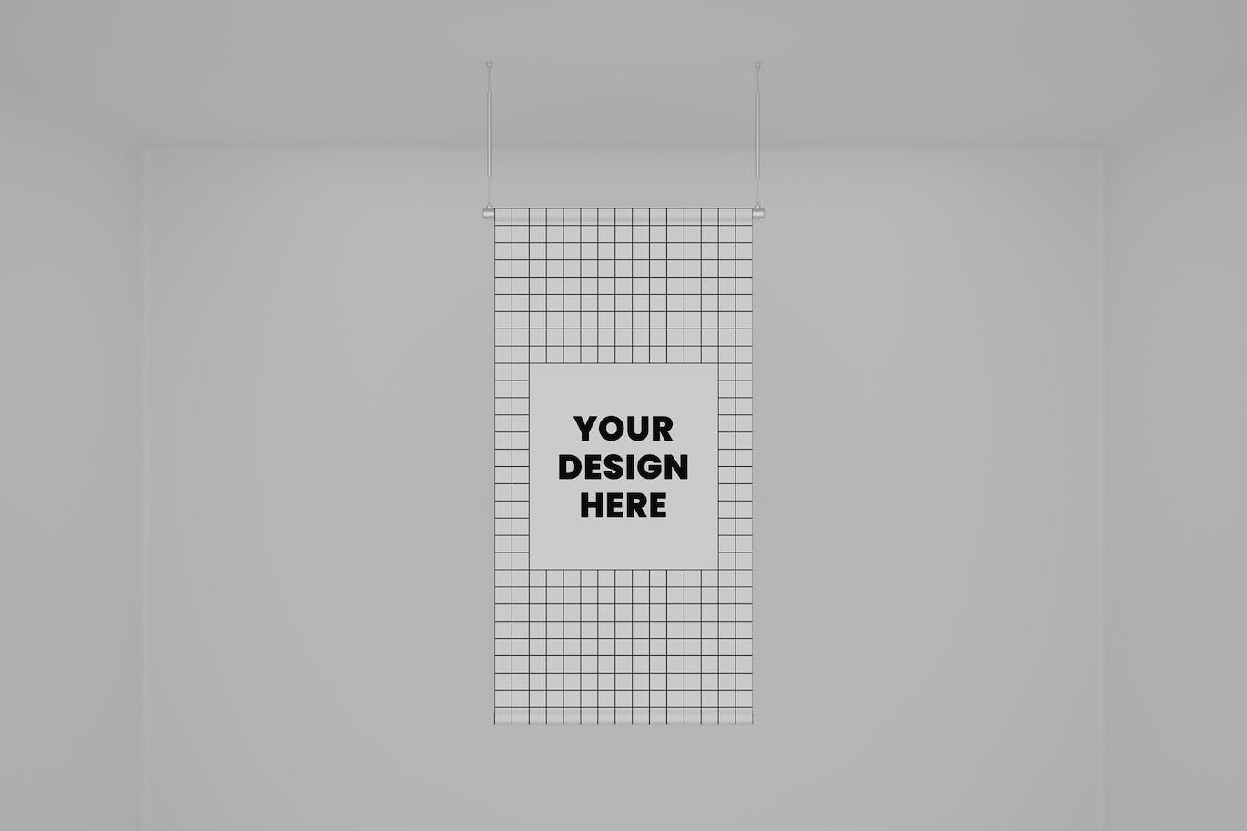 吊挂活动旗帜设计样机图 Event Potrait Banner Mockup 样机素材 sucaiwan.com