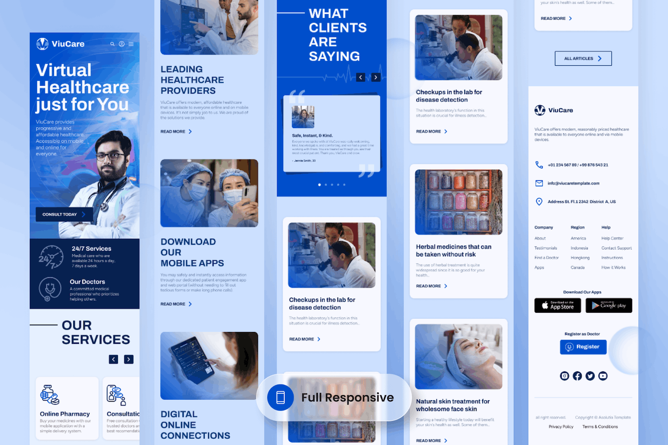 医疗网站着陆页设计模板 ViuCare – Medical Landing Page Template APP UI sucaiwan.com