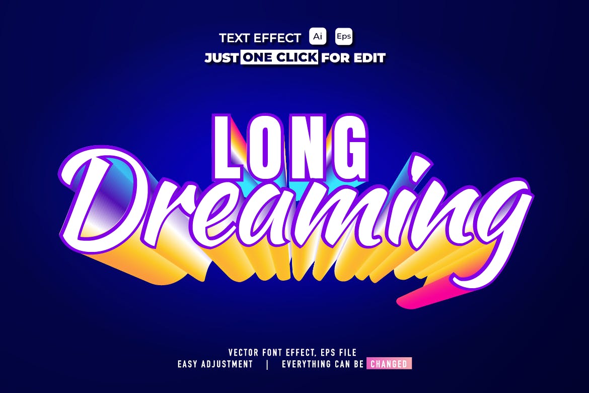 长阴影渐变矢量文本/文字效果样式素材v52 Text Effect Vol 52 插件预设 sucaiwan.com