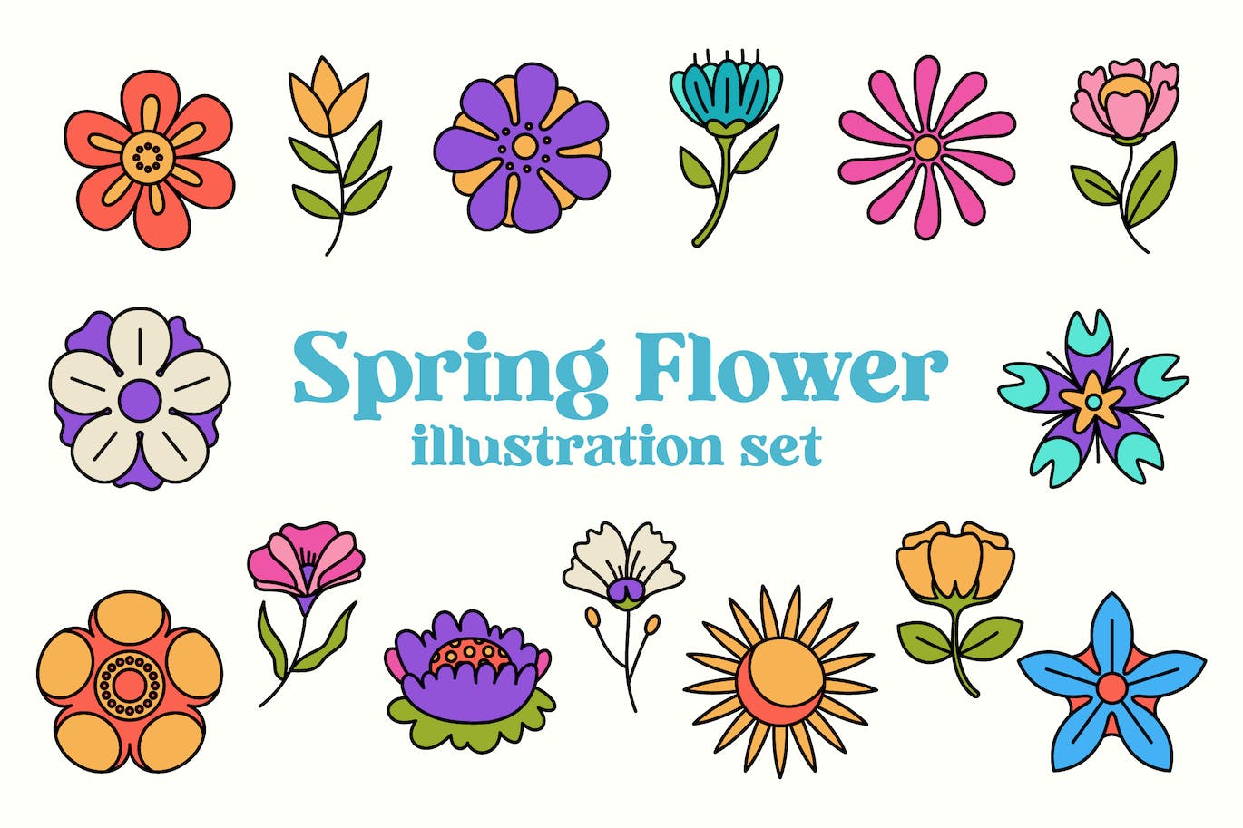 春天花朵矢量插画集 Spring Flower Illustration Set 设计素材 sucaiwan.com