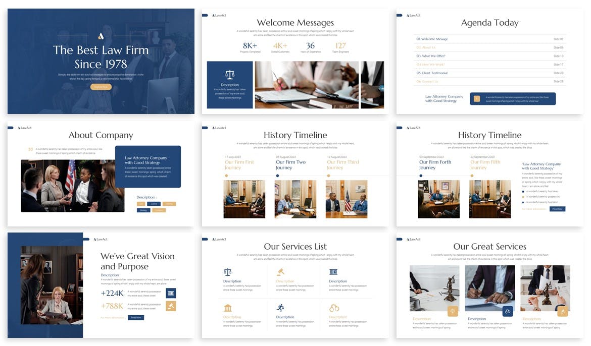 律师事务所Google幻灯片模板素材 Lawact – Law Firm Google Slides Template 幻灯图表 sucaiwan.com