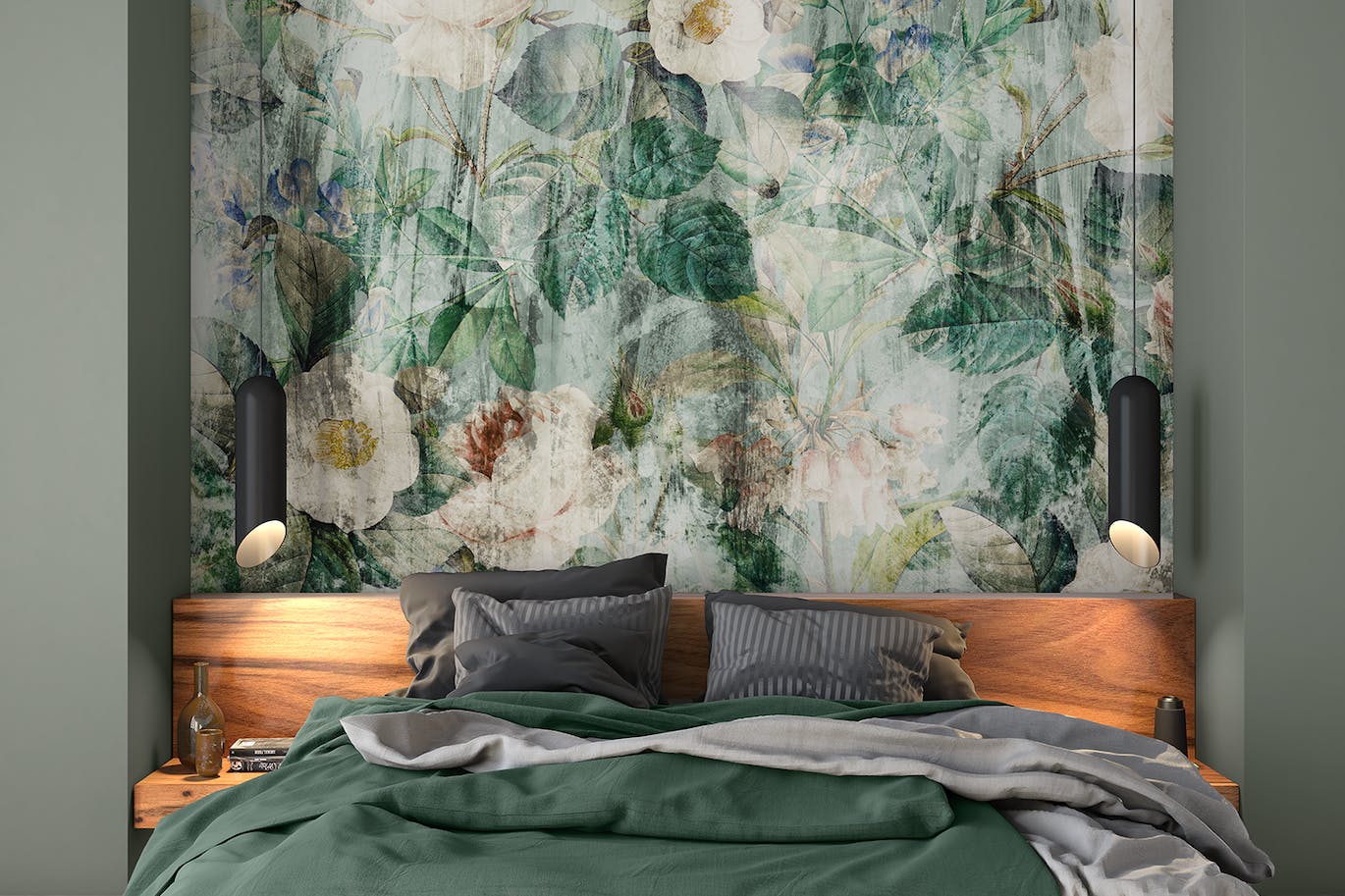 4个复古花卉枝叶背景壁纸 4 Antiqued Wallpapers 图片素材 sucaiwan.com