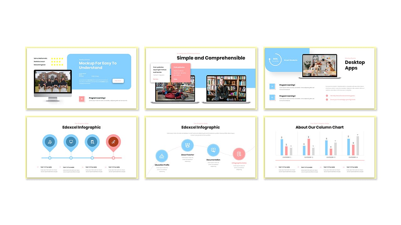 教育机构演示PPT幻灯片模板下载 Edexcel Education Presentation PowerPoint Template 幻灯图表 sucaiwan.com