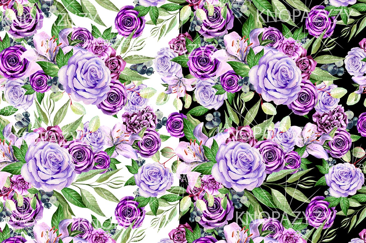 手绘水彩花卉叶子图案素材 Hand Drawn Watercolor 14 PATTERNS 图片素材 sucaiwan.com