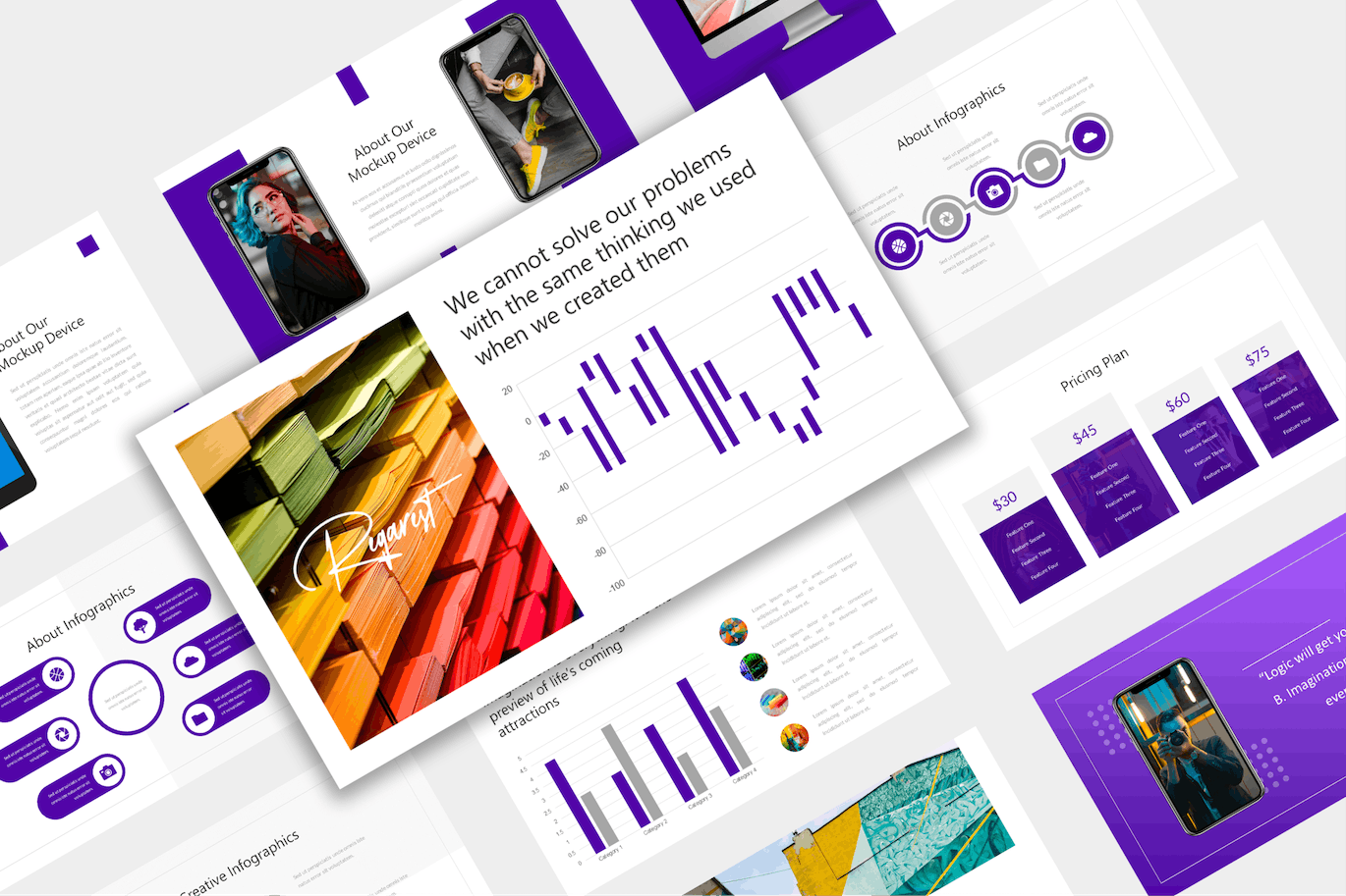 创意多用途Keynote幻灯片素材 Creative Keynote Presentation 幻灯图表 sucaiwan.com