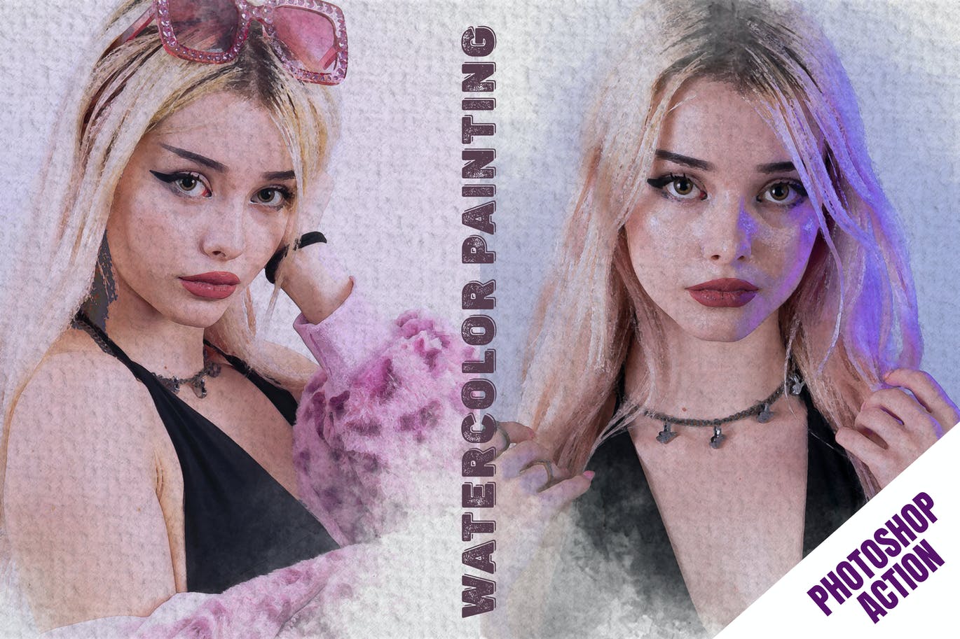 水彩绘画照片效果PS动作 Watercolor Painting Photoshop Action 插件预设 sucaiwan.com