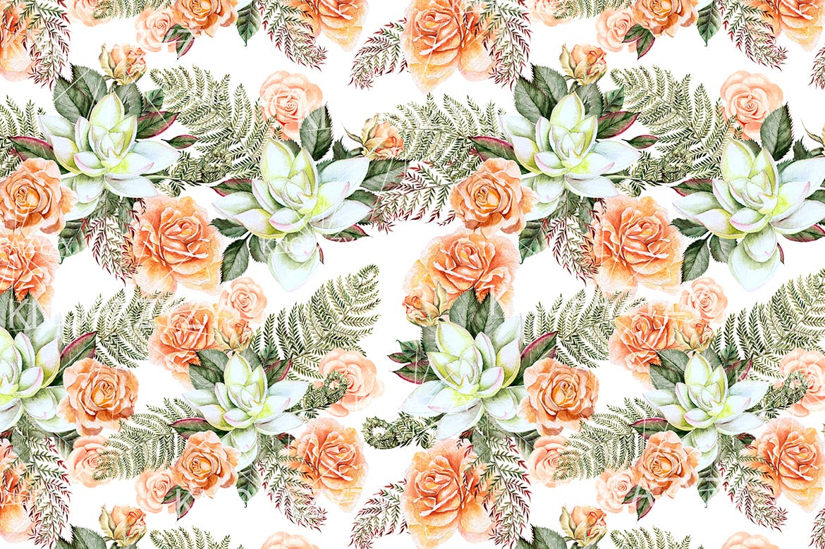 16个水彩多彩花朵图案素材 16 Watercolor Pattern 图片素材 sucaiwan.com
