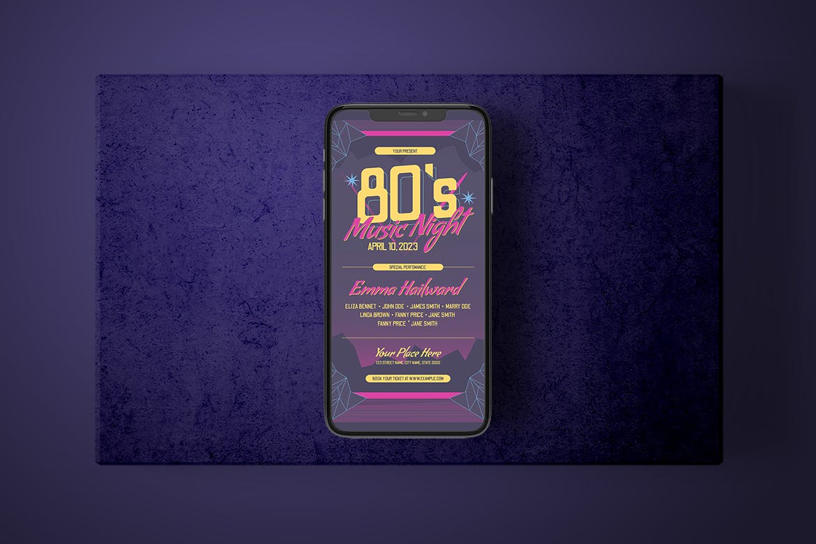 80年代音乐会宣传单模板 80s Music Concert – Flyer Media Kit 设计素材 sucaiwan.com