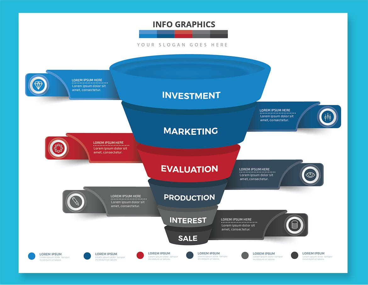 分层漏斗图信息图表模板 Funnel Infographics Design 幻灯图表 sucaiwan.com