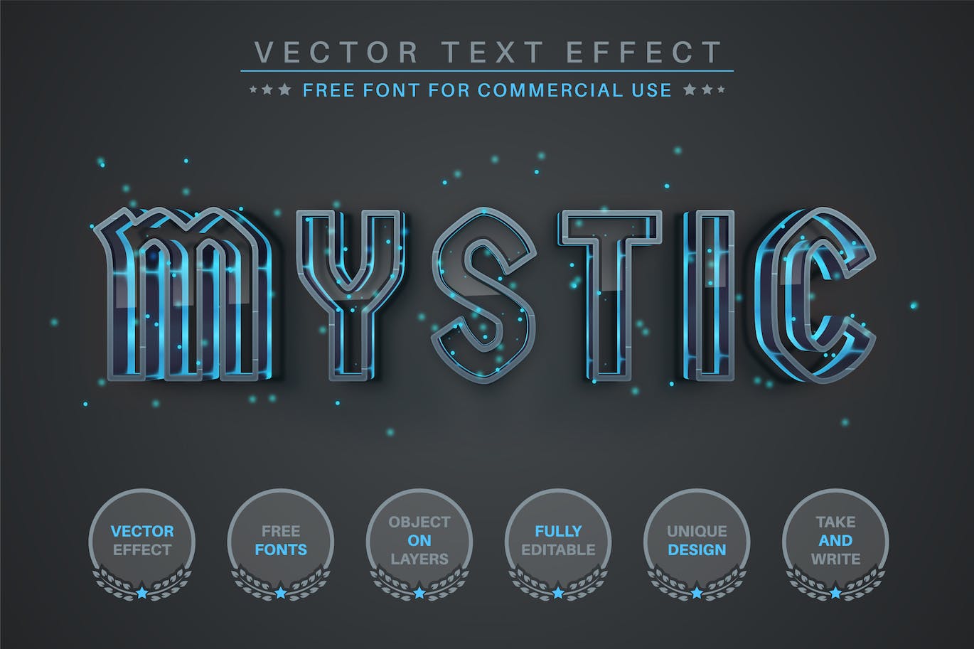 神秘蓝色矢量文字效果字体样式 Mystic – Editable Text Effect, Font Style 插件预设 sucaiwan.com