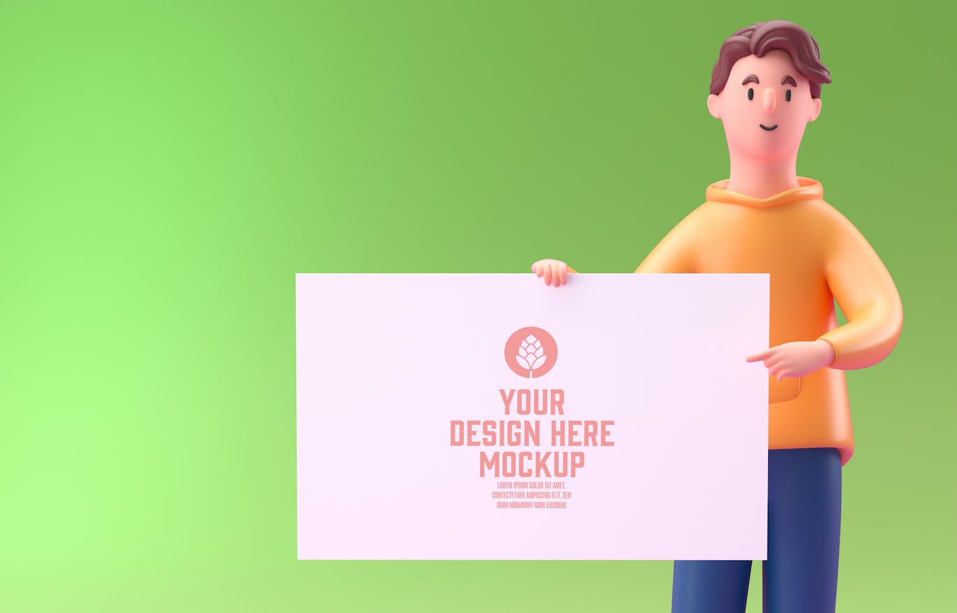 3D人物白板屏幕&手机样机图psd素材 Set People with white Board and Mobile Mockup 样机素材 sucaiwan.com