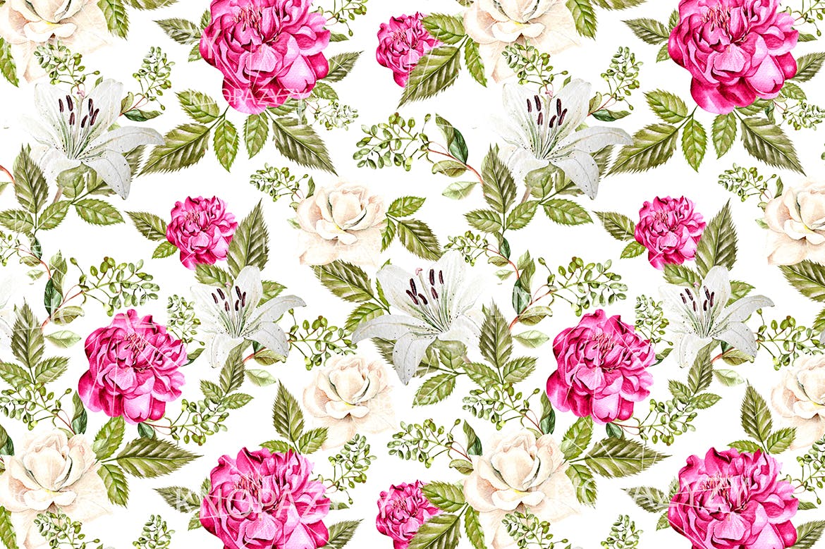 16个水彩多彩花朵图案素材 16 Watercolor Pattern 图片素材 sucaiwan.com