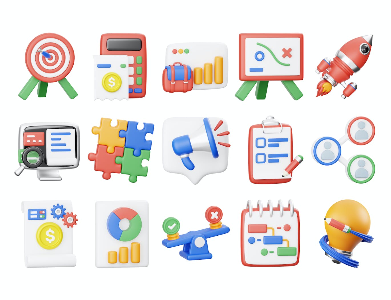 商业计划3D图标集 Business Plan 3D Icon 图标素材 sucaiwan.com