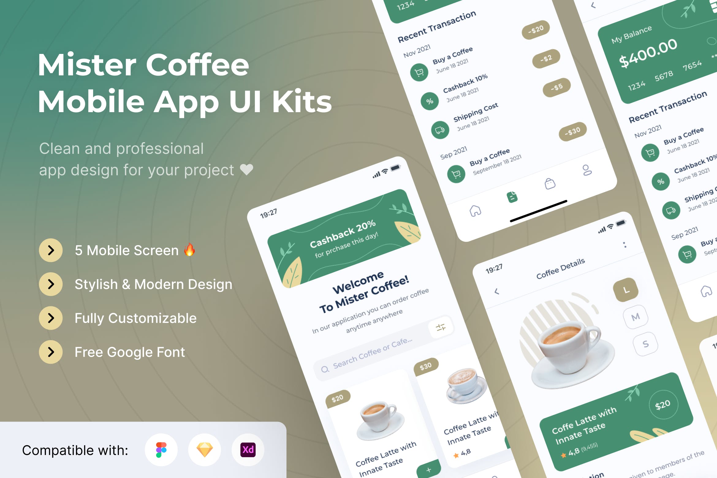 咖啡App移动应用UI套件模板 Mister Coffee Mobile App UI Kits Template APP UI sucaiwan.com