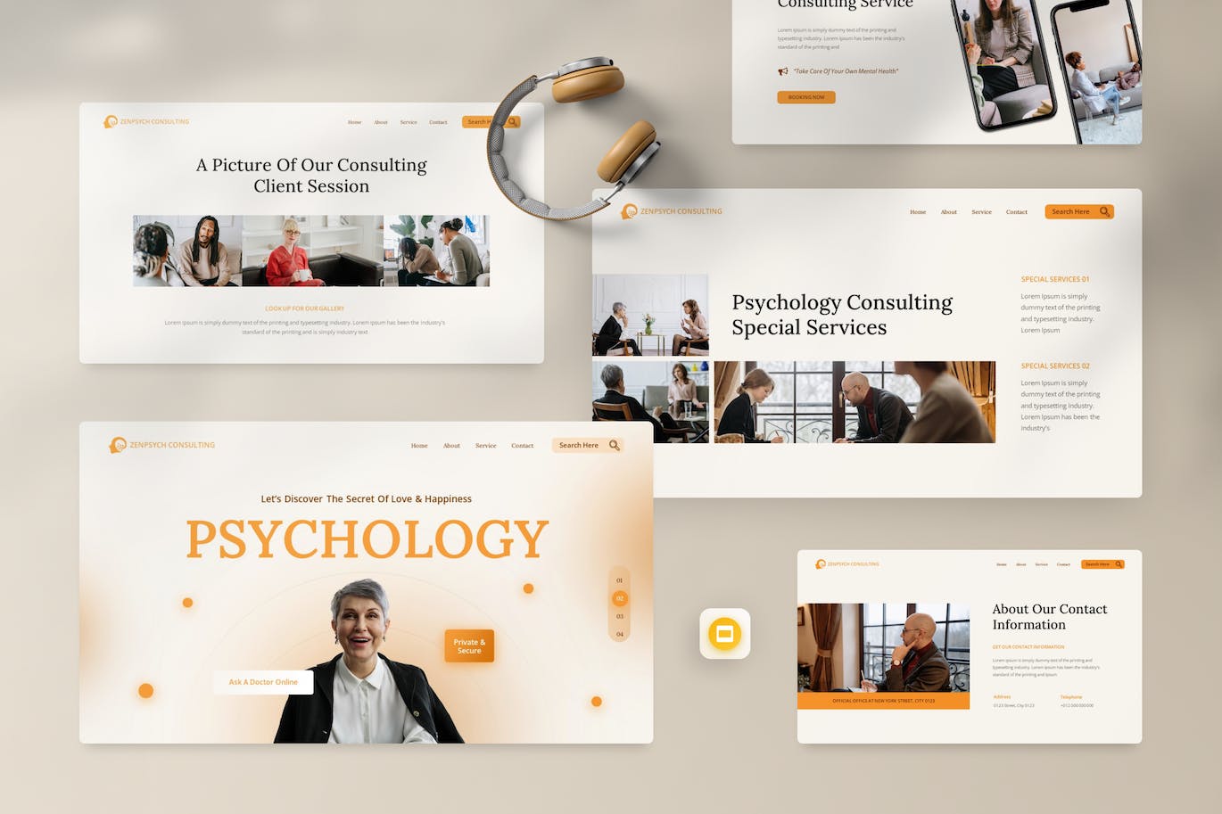 心理学咨询谷歌幻灯片素材 Zenpsych – Psychology Consulting Google Slide 幻灯图表 sucaiwan.com