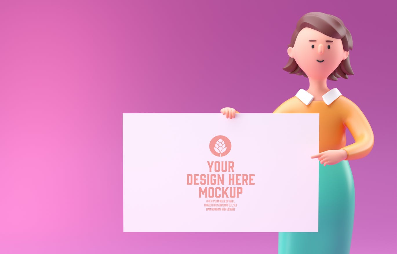 3D人物白板屏幕&手机样机图psd素材 Set People with white Board and Mobile Mockup 样机素材 sucaiwan.com